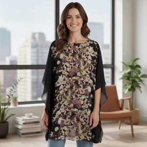 NWOT Flowy Tunic/Dress Styling Floral Mini Dress ~by Mark Zunnino ~ size XXS